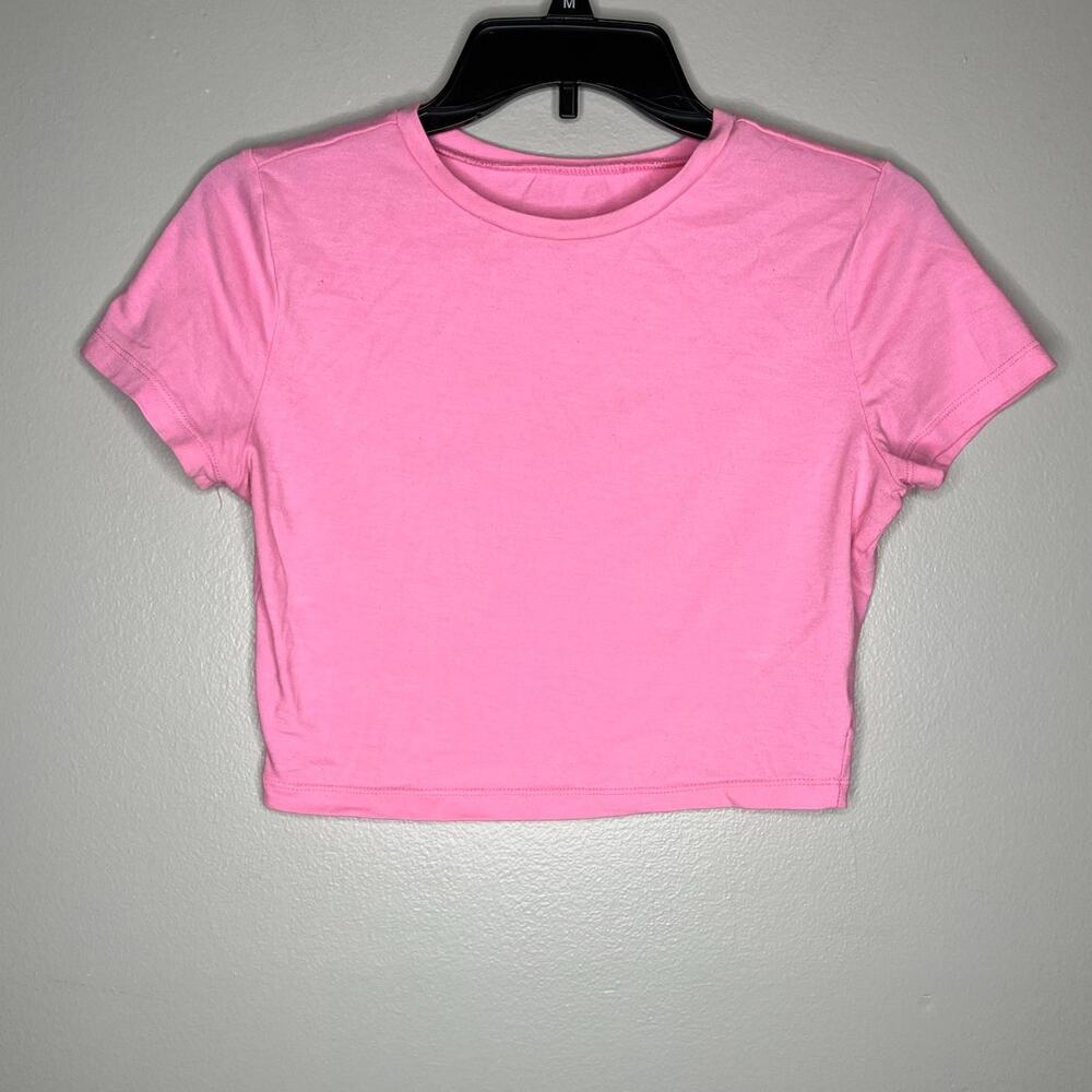 Wild Fable Pink Cropped Basic Baby Tee Shirt Womens Size Medium